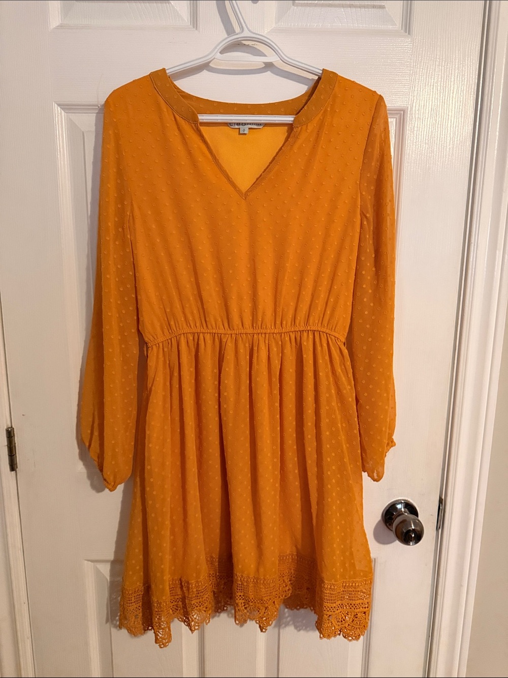 Cleobella mustard yellow V-Neck Textured dress
